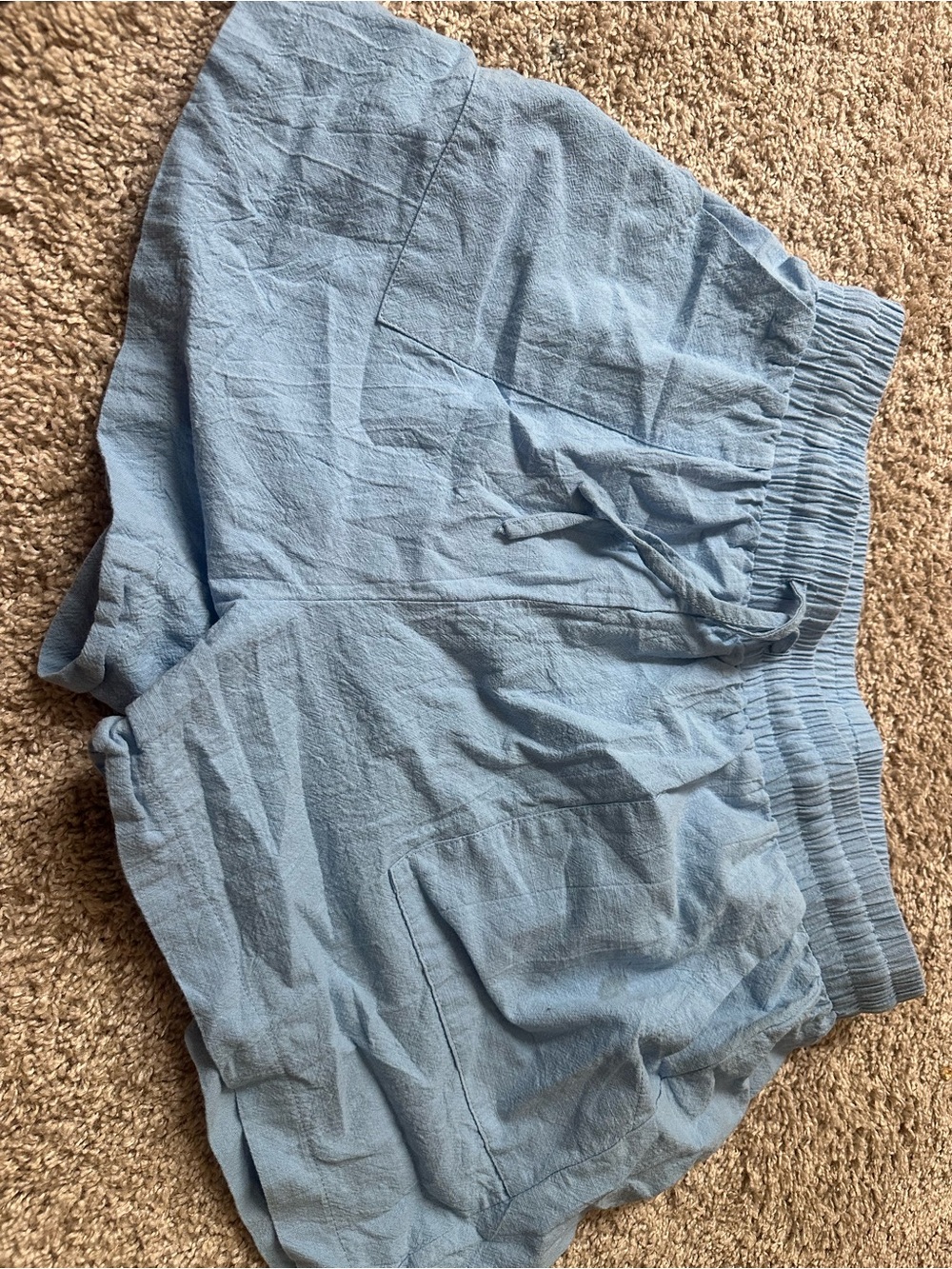 Light Blue women Elastic-Waist Casual Shorts